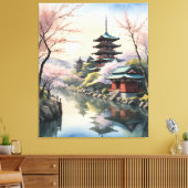 Toile Aube de Sakura au temple (Insitu(Salon))