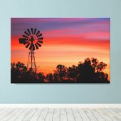 Toile Aube étonnamment colorée Sunrise Windmill (Insitu (Plancher de Bois))