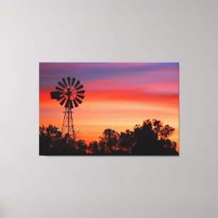 Toile Aube étonnamment colorée Sunrise Windmill