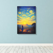 Toile Aube radiante à Pha Chanadai - Style Van Gogh (Insitu (Plancher de Bois))