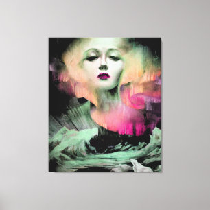 Toile Aurora par Clive Henry nuit pêche rose