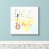 Toile Austin, Texas | Esquisse d'aquarelle (Insitu (Plancher de Bois))