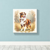 Toile Australian Shepherd Dog Red Merle Aussie (Insitu (Plancher de Bois))