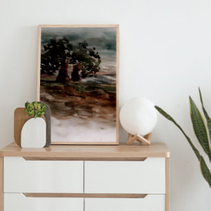 Toile Automne à Campagne Aquarelle Paysage