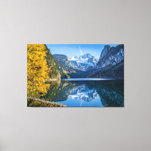 Toile Automne Montagne Dachstein Reflet dans le lac Gosa