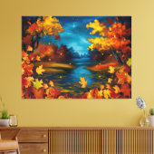 Toile Automne Nuit Paysage Peinture à l'huile (Insitu(Salon))