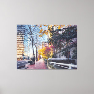 Toile Automne Portland Ville avec arbres colorés