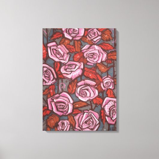 Toile Automne Rose Floral Art Rustique Fleurs rose Orang (Recto)