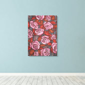 Toile Automne Rose Floral Art Rustique Fleurs rose Orang (Insitu (Plancher de Bois))