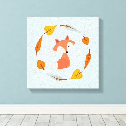 Toile Automne Wreath Baby Red Fox (Insitu (Plancher de Bois))