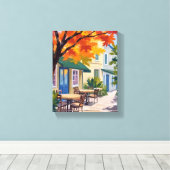 Toile Autumn Cafe Watercolor Fall Foliage (Insitu (Plancher de Bois))