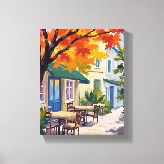 Toile Autumn Cafe Watercolor Fall Foliage (Recto)