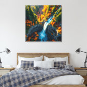 Toile Autumn Canyon Waterfall – Vibrant Fall Forest Land (Insitu(Chambre))