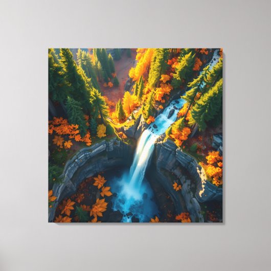 Toile Autumn Canyon Waterfall – Vibrant Fall Forest Land (Recto)