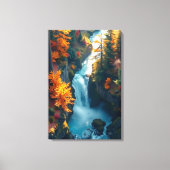 Toile Autumn Canyon Waterfall – Vibrant Fall Forest Land (Recto)