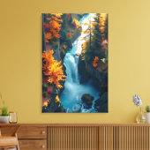 Toile Autumn Canyon Waterfall – Vibrant Fall Forest Land (Insitu(Salon))