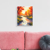 Toile Autumn River | Fall Foliage Nature Watercolor (Insitu(Salon))