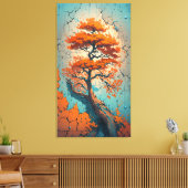 Toile Autumn’s Last Stand: A Fiery Tree in a Cracked  (Insitu(Salon))