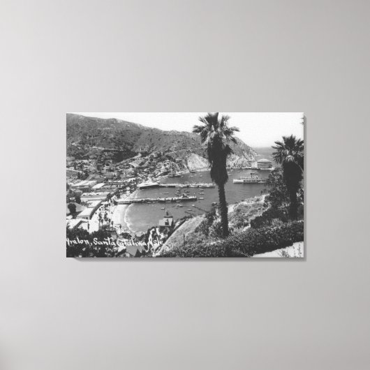 Toile Avalon, CA Père Noël Catalina Island Vue du port (Recto)