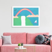 Toile avec arc-en-ciel et scène de cascade (Insitu(Salon))