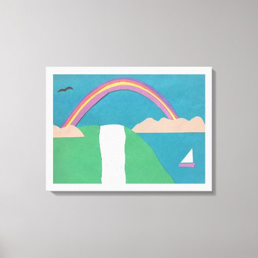 Toile avec arc-en-ciel et scène de cascade (Recto)