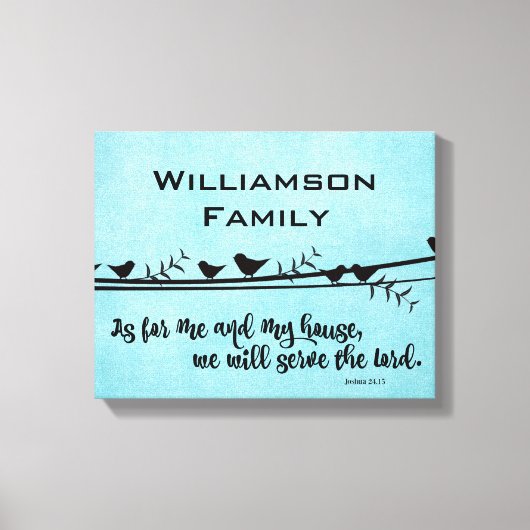 Toile Avec nom de famille; Quant à moi et ma maison Bibl (Recto)