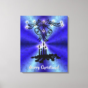 Toile Avent, magie de Noël sur bleu