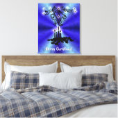 Toile Avent, magie de Noël sur bleu (Insitu(Chambre))