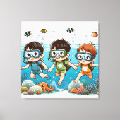 Toile Aventure sous-marine avec des amis (Recto)