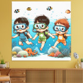 Toile Aventure sous-marine avec des amis (Insitu(Salon))