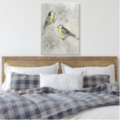 Toile Aviaire argenté | Couple d'oiseaux (Insitu(Chambre))