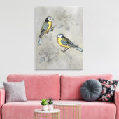 Toile Aviaire argenté | Couple d'oiseaux (Insitu(Salon))