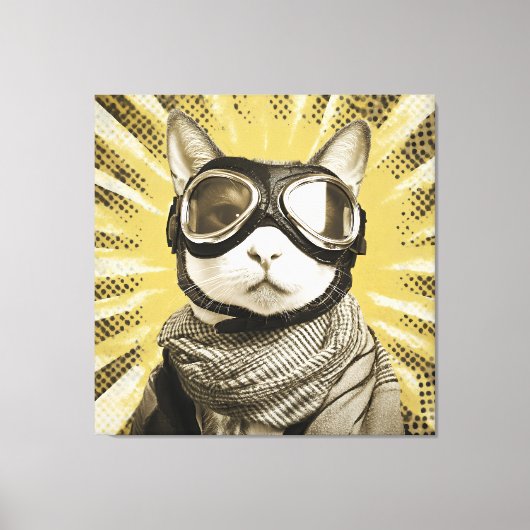 Toile Aviator Cat Goggles Sunburst Portrait (Recto)