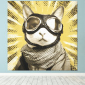 Toile Aviator Cat Goggles Sunburst Portrait (Insitu (Plancher de Bois))