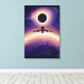 Toile Avion en ville de vol et éclipse (Insitu (Plancher de Bois))