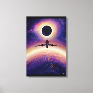 Toile Avion en ville de vol et éclipse