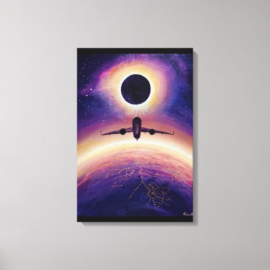 Toile Avion en ville de vol et éclipse (Recto)