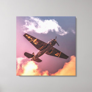 Toile Avion vintage magnifique ciel