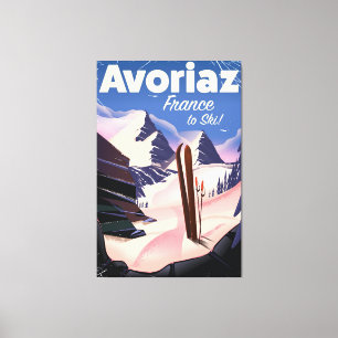 Toile Avoriaz, affiche de voyage de ski français