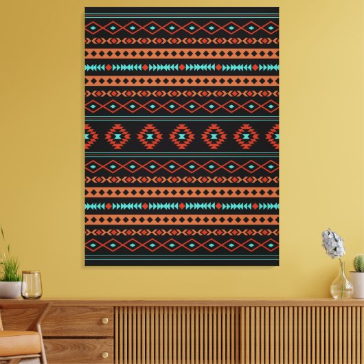 Toile Aztec Rusts Turquoise Noir Motifs mélangés Motif (Insitu(Salon))