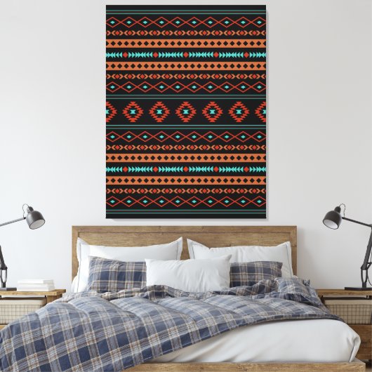 Toile Aztec Rusts Turquoise Noir Motifs mélangés Motif (Insitu(Chambre))