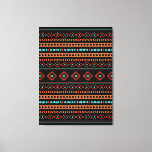 Toile Aztec Rusts Turquoise Noir Motifs mélangés Motif