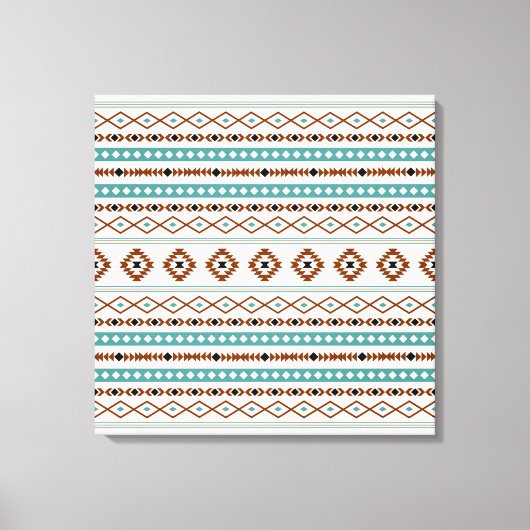 Toile Aztec Turquoise Terracotta Crème Noire Mixte Motif (Recto)