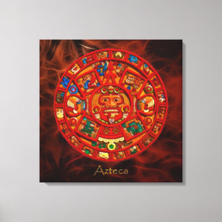 Toile AZTECA ~ Mayan - Aztec Sun Calendar Art