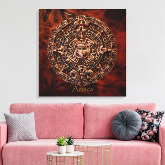 Toile AZTECA ~ Mayan - Aztec Sun Calender Art Imprimer (Insitu(Salon))