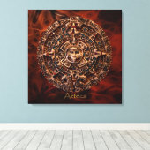 Toile AZTECA ~ Mayan - Aztec Sun Calender Art Imprimer (Insitu (Plancher de Bois))