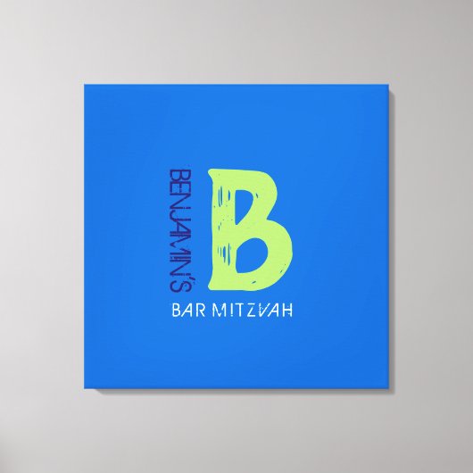 Toile B Monogram Initial Bar Bat mitzvah Panneau d'ouver (Recto)