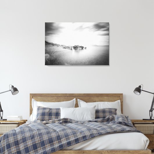 Toile B&W longue exposition d'une plage à Rabac, Croatie (Insitu(Chambre))