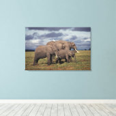 Toile Baby African Elephant avec famille (Insitu (Plancher de Bois))