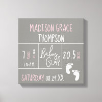 Baby Girl rose et gris Faire-part personnalisée,